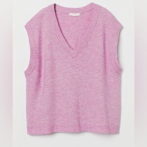 H&M sweater vest lavender knit sleeveless wool pastel oversized vneck